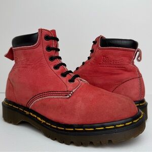 Vintage Dr. Martens Doc England Pink Soft Leather Collar Boots UK 5
